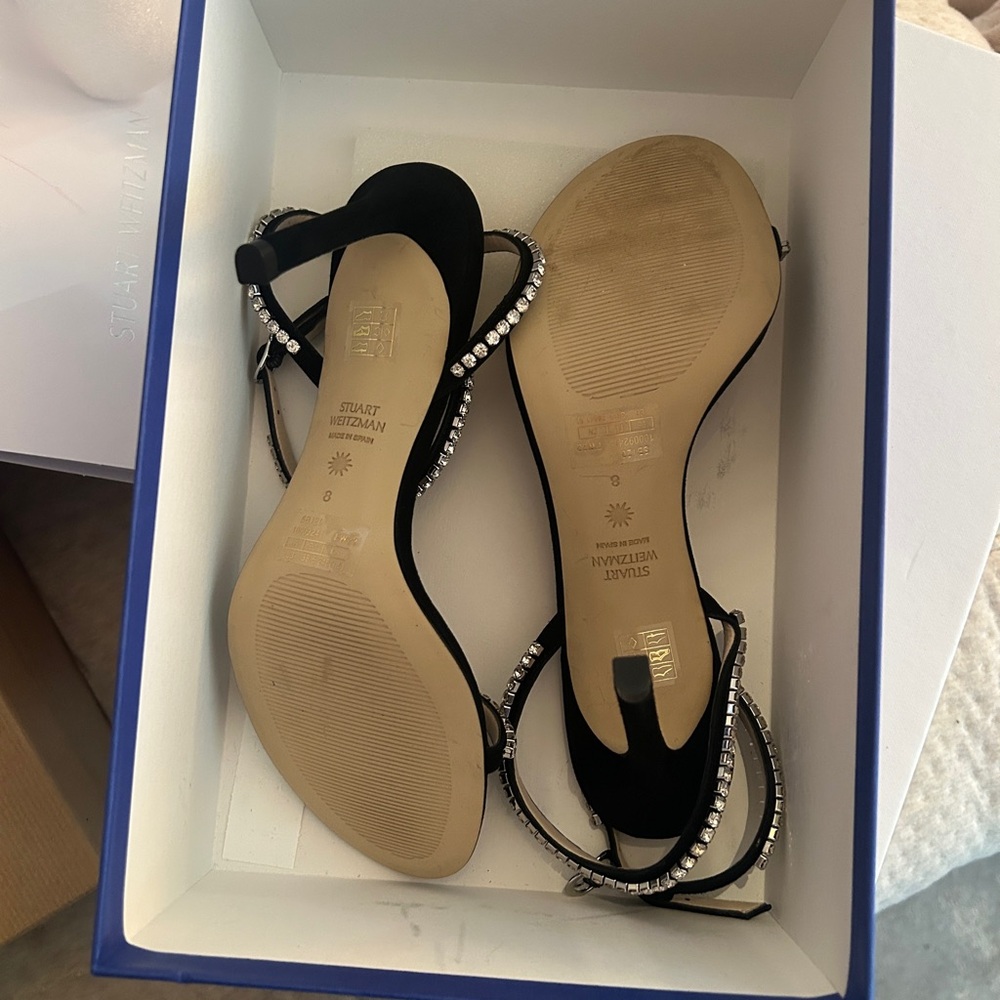 Stuart Weitman crystal suede heels size 8.5